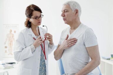 Examination of a patient with signs of osteochondrosis of the chest
