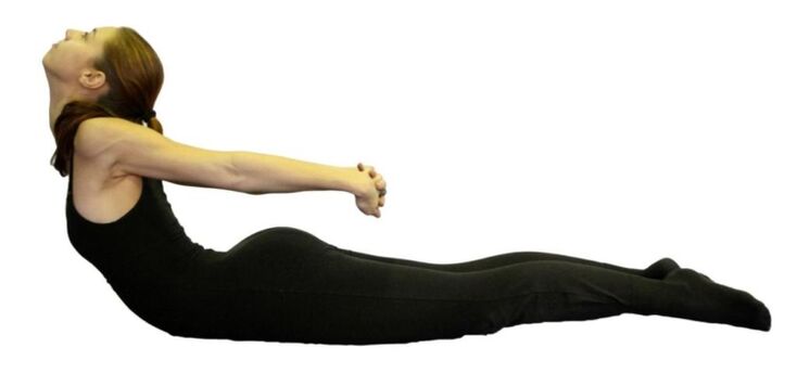 Exercise for stretching the spine in osteochondrosis of the chest