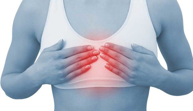 Pain in the sternum in front is a sign of osteochondrosis of the chest